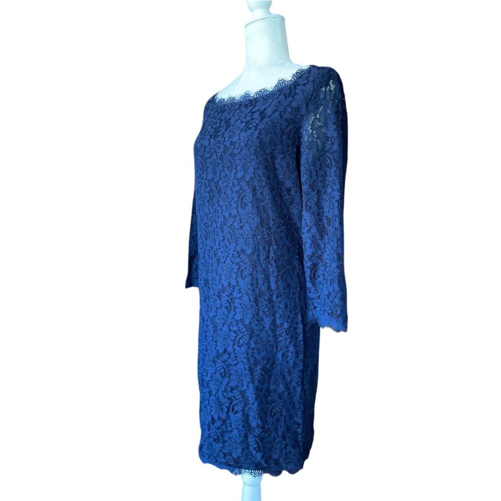 DVF Diane von Furstenberg Zarita Lace Dress in Royal Blue sz 14 Formal Evening